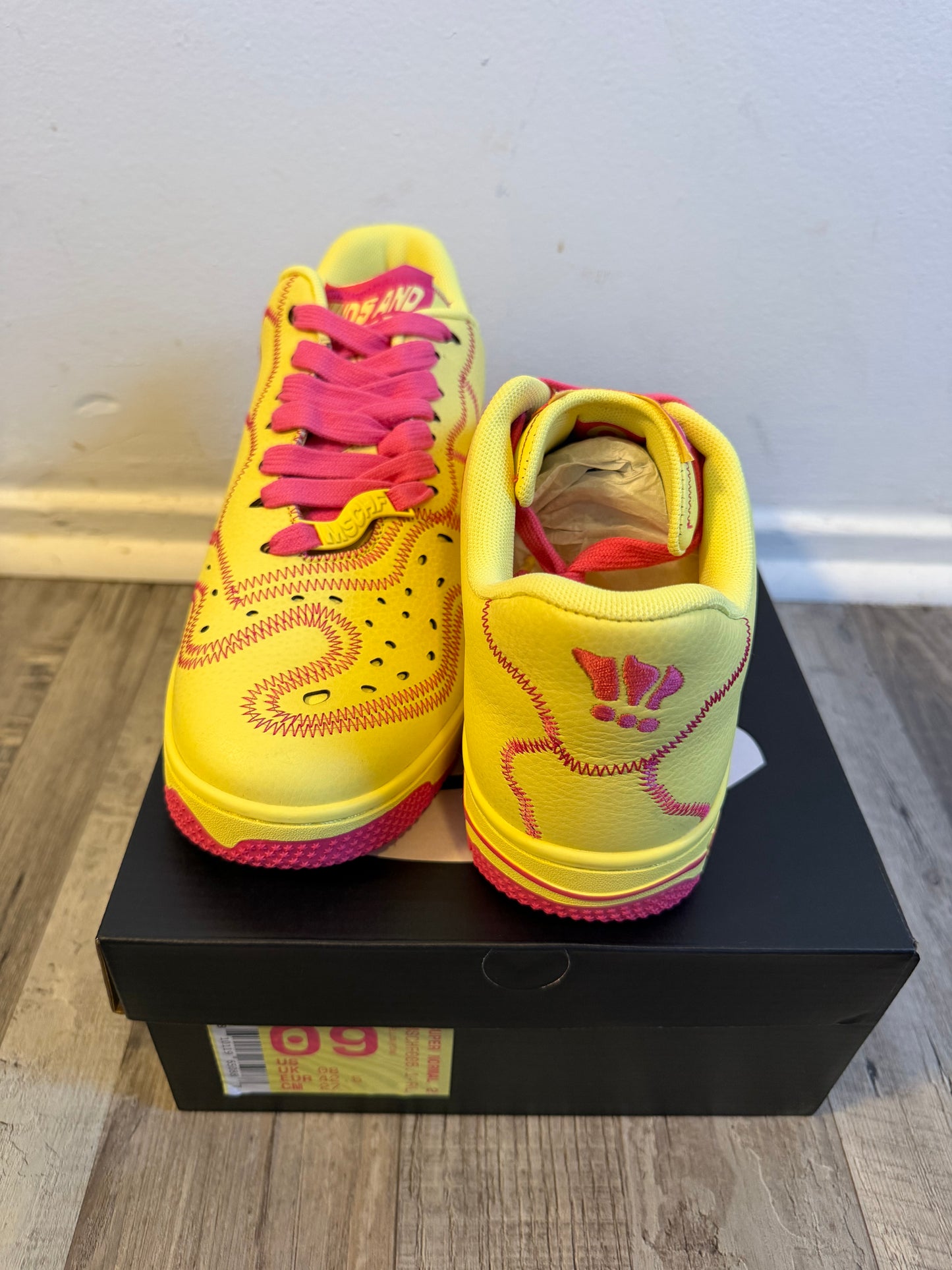 MSCHF Super Normal 2 Yellow Pink Limited Edition Sneakers – Size 9