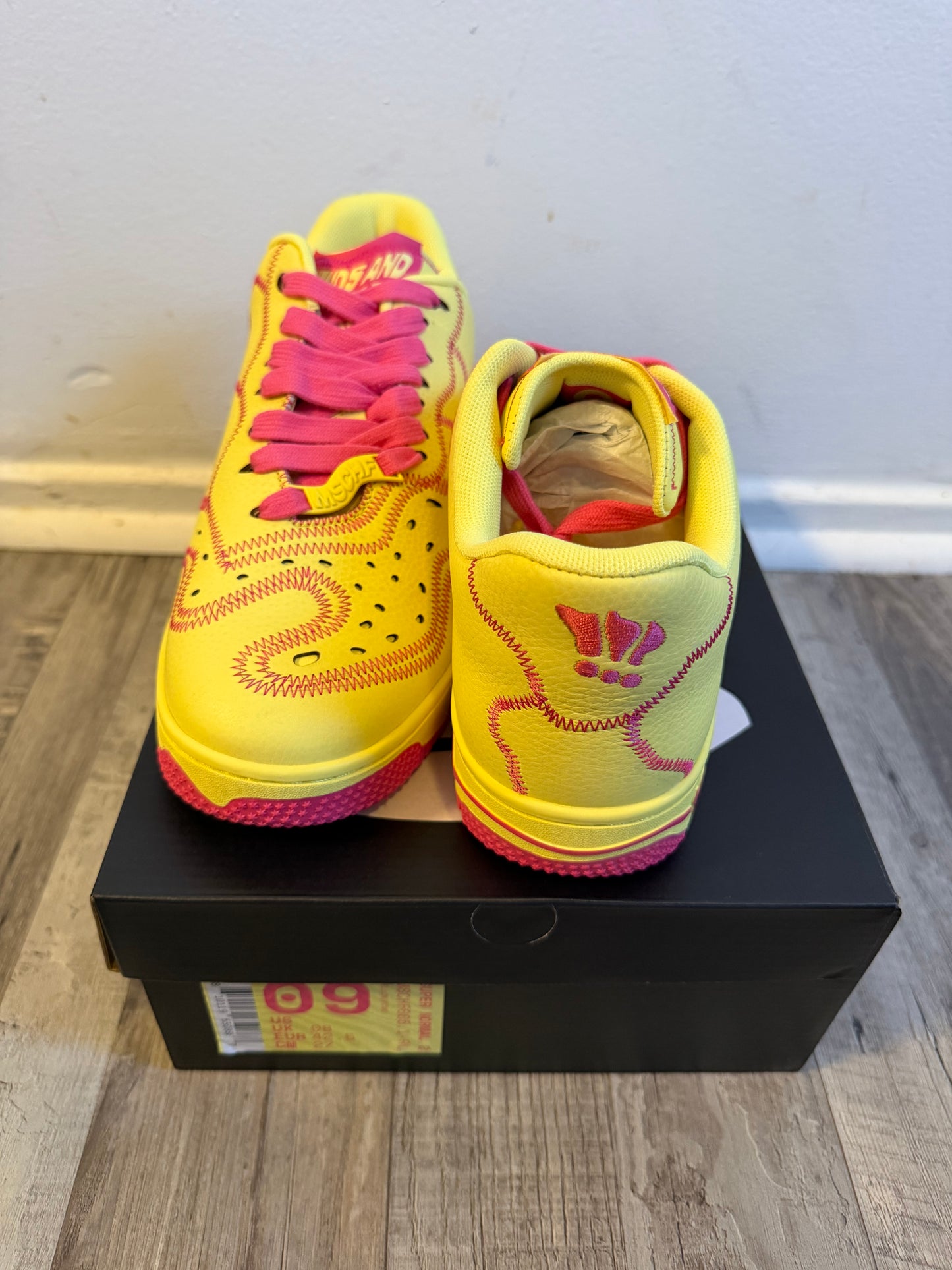 MSCHF Super Normal 2 Yellow Pink Limited Edition Sneakers – Size 9