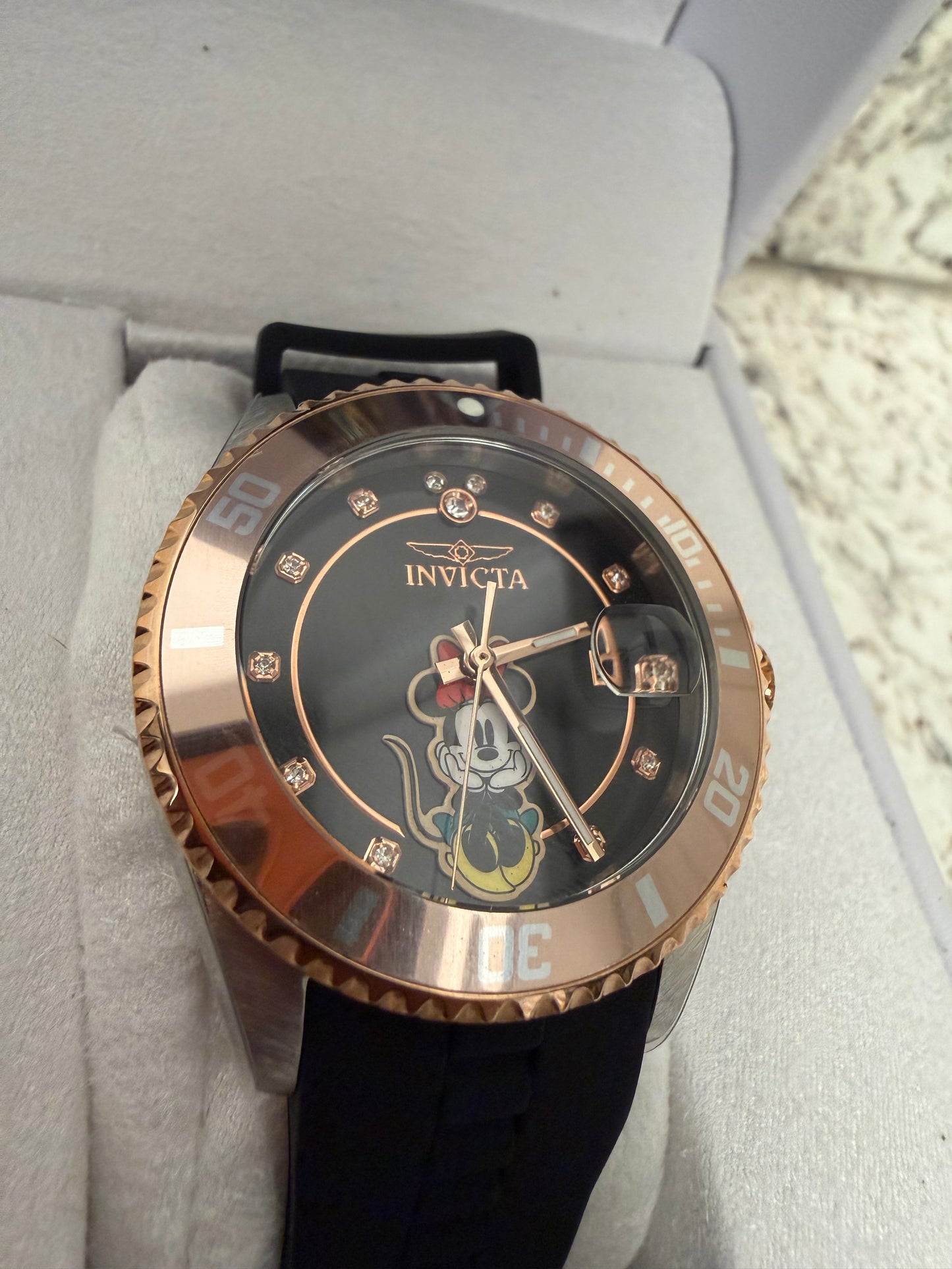 Invicta Minnie Mouse Women’s Luxury Watch – Rose Gold & Black