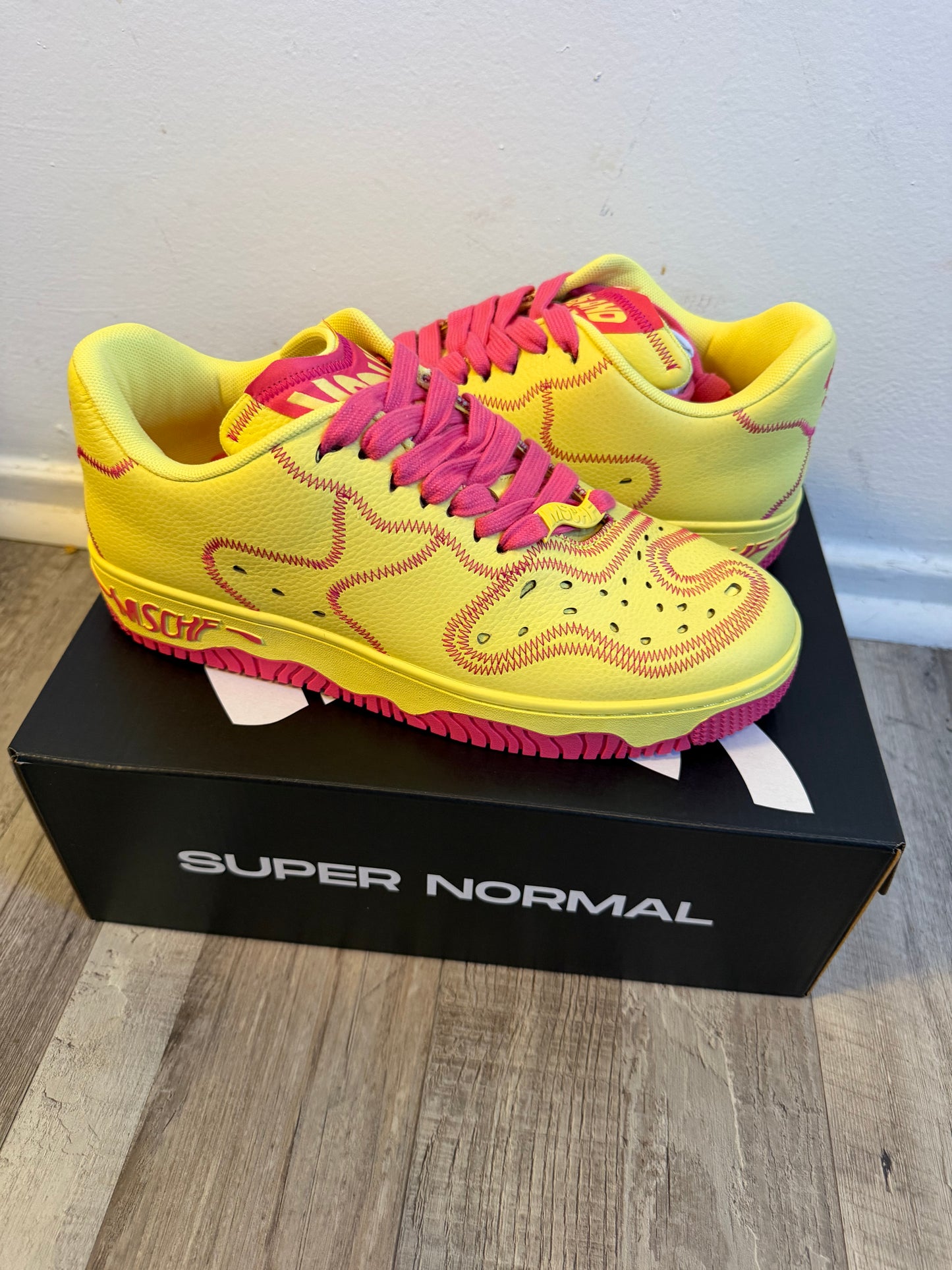 MSCHF Super Normal 2 Yellow Pink Limited Edition Sneakers – Size 9