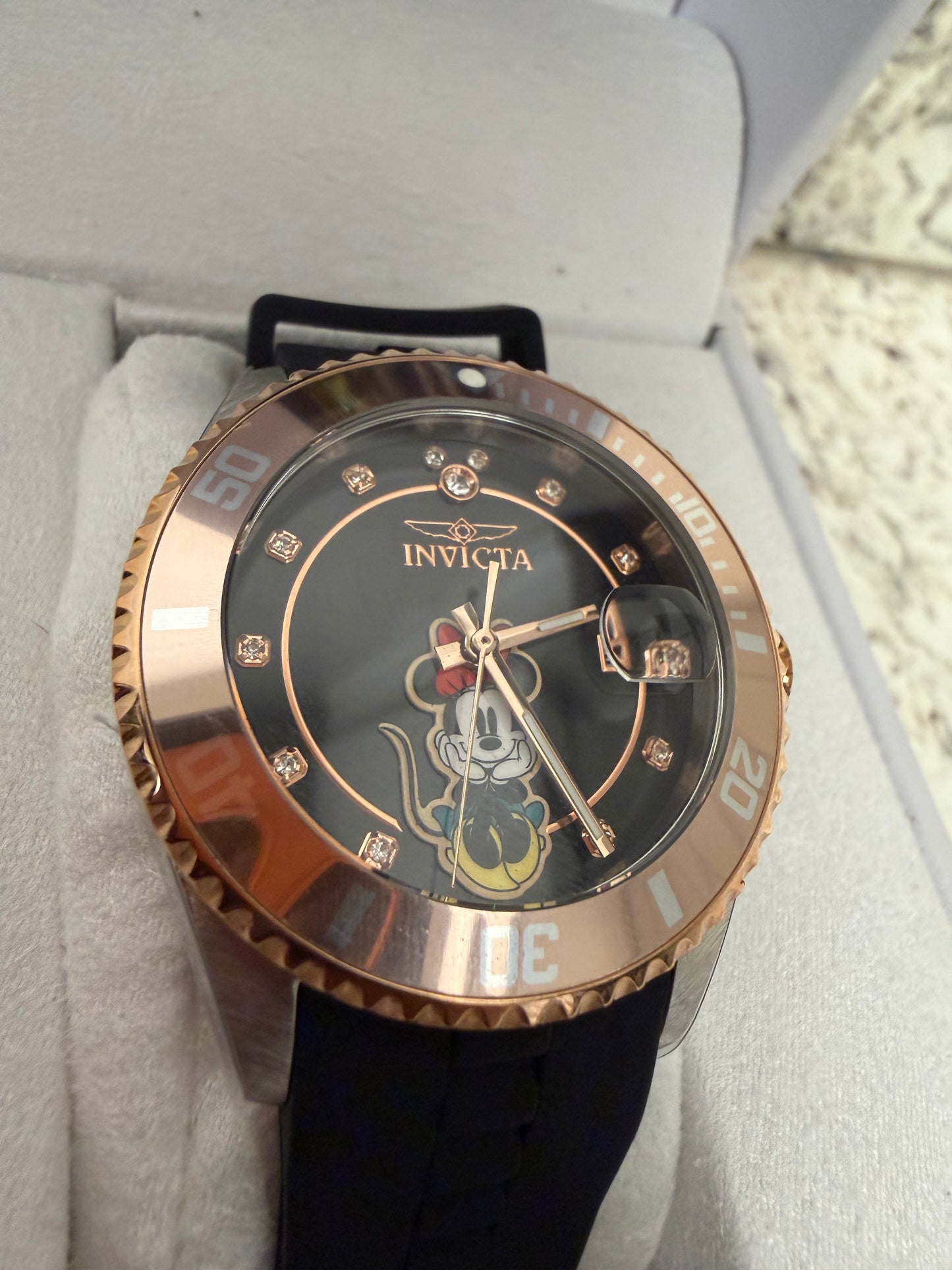 Invicta Minnie Mouse Women’s Luxury Watch – Rose Gold & Black