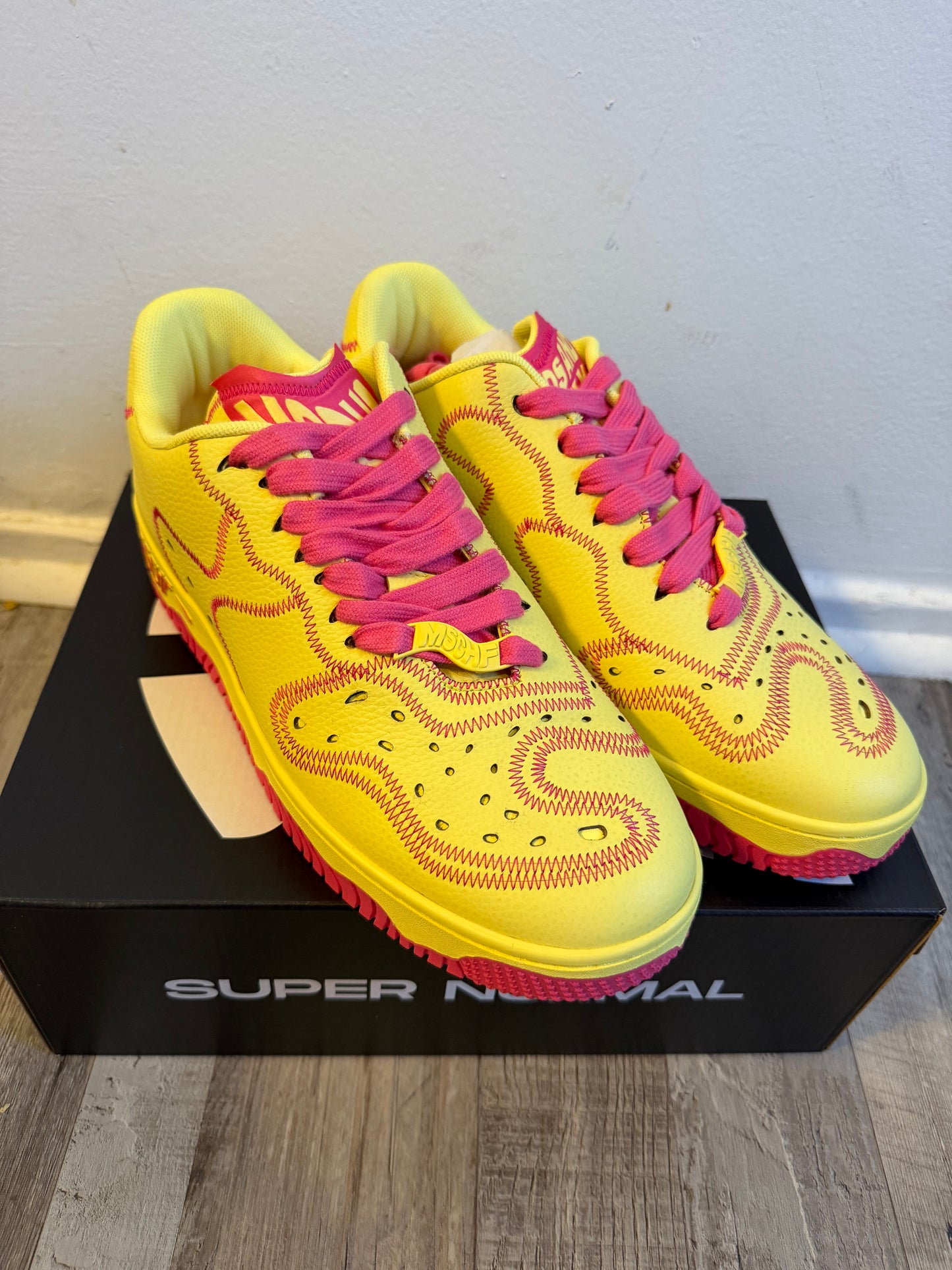 MSCHF Super Normal 2 Yellow Pink Limited Edition Sneakers – Size 9